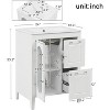 White Bathroom Vanity 24" with Top and Sink, Single Sink Vanity Cabinet with 2 Drawers and Glass Door, FreeStanding Bathroom Vanities Without Faucet - 2 of 4