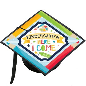 Big Dot of Happiness Kindergarten Here I Come - Kids Preschool Graduation Cap Decorations Kit - Grad Cap Cover - 1 of 4