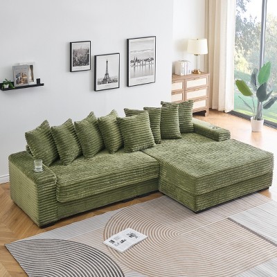 NicBex Couches for Living Room 111.4" Corduroy Sofa Lounge with Cup Holders and Lockers on the Armrests and a Reversible Chaise
