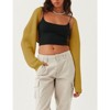 Coolmee Women's Ribbed Knit Crop Bolero  Open Front Drop Shoulder Long Sleeve Solid Loose Fit Knitted Crop Cardigan Shrug - 2 of 4