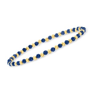 Ross-Simons 6.00-7.00 ct. t.w. Sapphire and 10kt Yellow Gold Bead Stretch Bracelet - 1 of 4