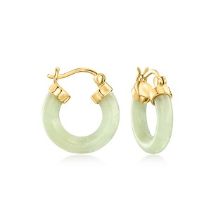 Ross-Simons Jade Hoop Earrings in 18kt Gold Over Sterling - 1 of 3