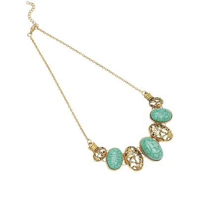 SOHI Women's Sea Green Ottoman Statement Necklace