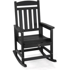 VINGLI Outdoor Rocking Chair, HDPE Rocking Chair with Higher Backrest, All Weather Rocker for Garden, Yard, Balcony, Black - 1 of 4