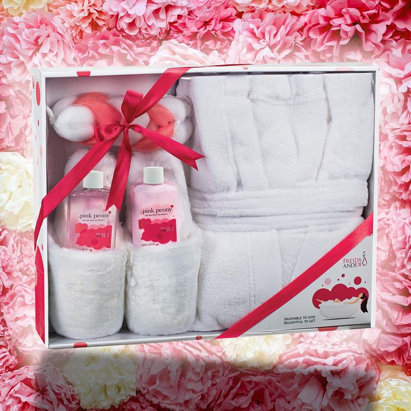Freida & Joe  Pink Peony Fragrance Bath & Body Collection with Luxury Bathrobe & Slippers Gift Set Luxury Body Care Mothers Day Gifts for Mom, 5 of 6