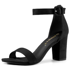 Allegra K Women's Back to College Open Toe Ankle Strap Chunky Heel Sandals Black 7.5 - 1 of 4