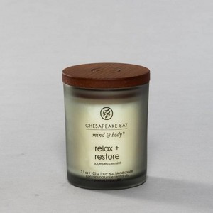 Frosted Glass Relax + Restore  Lidded Jar Candle Light Gray - Mind & Body by Chesapeake Bay Candle - 1 of 4