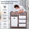 Baby Changing Table, Wooden Diaper Changing Table, Infant Diaper Changing Station Dresser with Laundry Hamper, 3 Drawer Basket and Changing Pad - 3 of 4