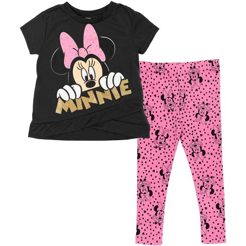 Disney Minnie Mouse Little Girls Crossover Graphic T-Shirt & Leggings Black  / Pink 5