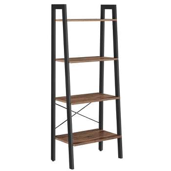 Vasagle Industrial Ladder Shelf, 5-tier Bookshelf, Wood Wall Mounted Shelf,  23.6 X 11.8 X 67.7 Inches, Rustic Brown And Black : Target