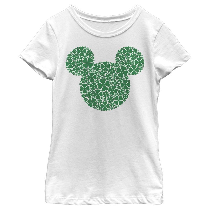 Girl's Disney Mickey Mouse Clover Silhouette T-Shirt, 1 of 5