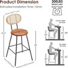 SEVOBAL Counter Stools Set of 4 Bar Stools Indoor Height Barstools for Home Faux Leather Counter Stool with Rattan Backrest, Beige, 19.9"*19.9"*42.5" - 3 of 4