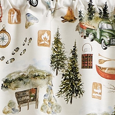 Rustic Camping Motif Blackout Valance 60" x 14"