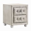 Royal Hampton Nightstand, 2 Drawers, Classic Crystal Tufted Beige Upholstery - 3 of 4