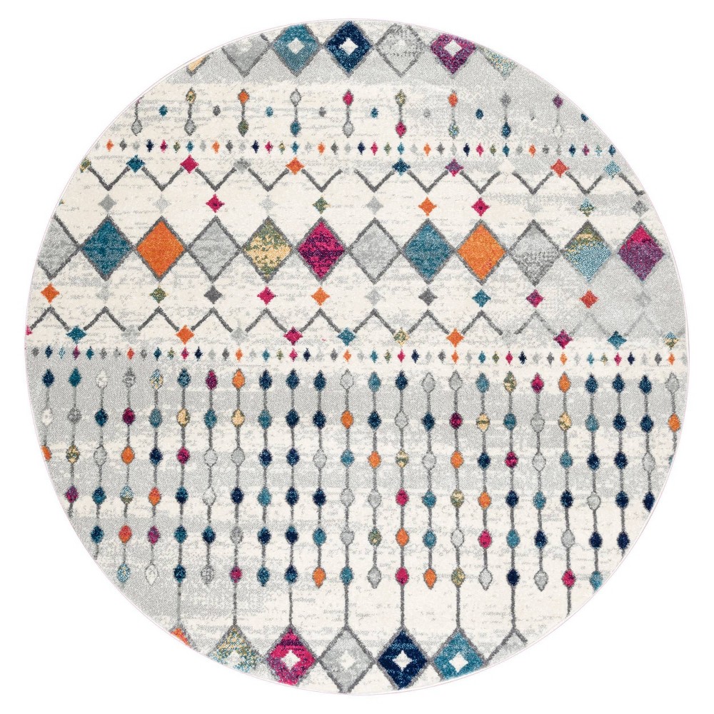 4' Round Moroccan Blythe Area Rug Light Gray - nuLOOM