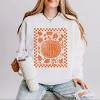 Simply Sage Market Pumpkin Checkered Distressed Lightweight Garment Dyed Sweatshirt - 2 of 4