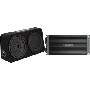 Kicker 48TCWRT102 CompRT 10" subwoofer in thin profile enclosure, 2ohm with 47KEY5001 Amp Bundle - 1 of 4