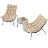 Costway 3 PCS Patio Furniture Set with Cushioned Papasan Chairs Tempered Glass Coffee Table Gray/Brown - 2 of 4