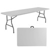 FONTOI 94 Inch Indoor Folding Table Outdoor Portable Table Heavy Duty Foldable with Handle for Camping Picnic Party, White, 29.92"* 94.49"*29.13" - 2 of 4