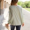 Amaryllis Women's Boat Neck Top with Sheer Textured Chevron Balloon Sleeves Relaxed Fit Versatile Pullover - 4 of 4