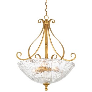 Franklin Iron Works Katrina 25 1/4" Gold Leaf 3-Light Bowl Pendant - 1 of 4