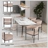 LeisureMod Upholstered Dining Chair in Leather/Fabric/Velvet with Iron Legs Set of 4 Cyril Series - 4 of 4