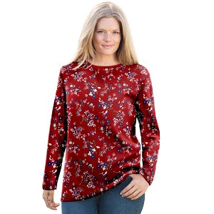 Woman Within Plus Size Waffle Thermal Sweatshirt - 1 of 4