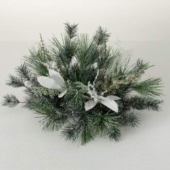 6"H Sullivans Frosted Snow Pine Orb, Green
