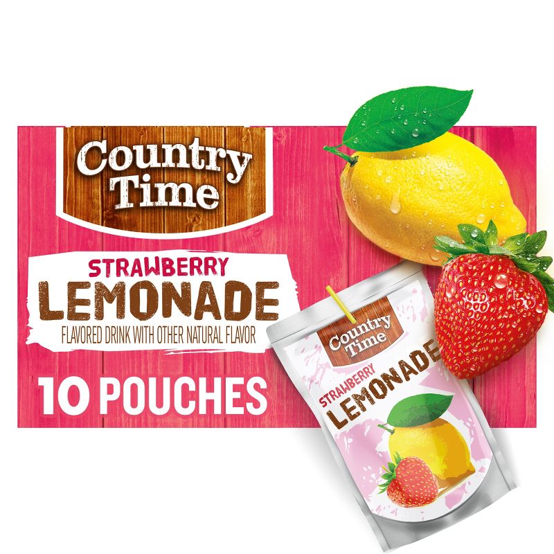 Country Time Strawberry Lemonade - 10pk/6 fl oz Pouches, 1 of 10