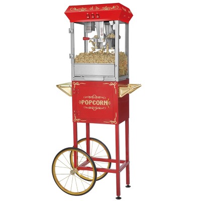 Great Northern Popcorn Foundation Popcorn Machine With Cart - 8 oz. Kettle, Red