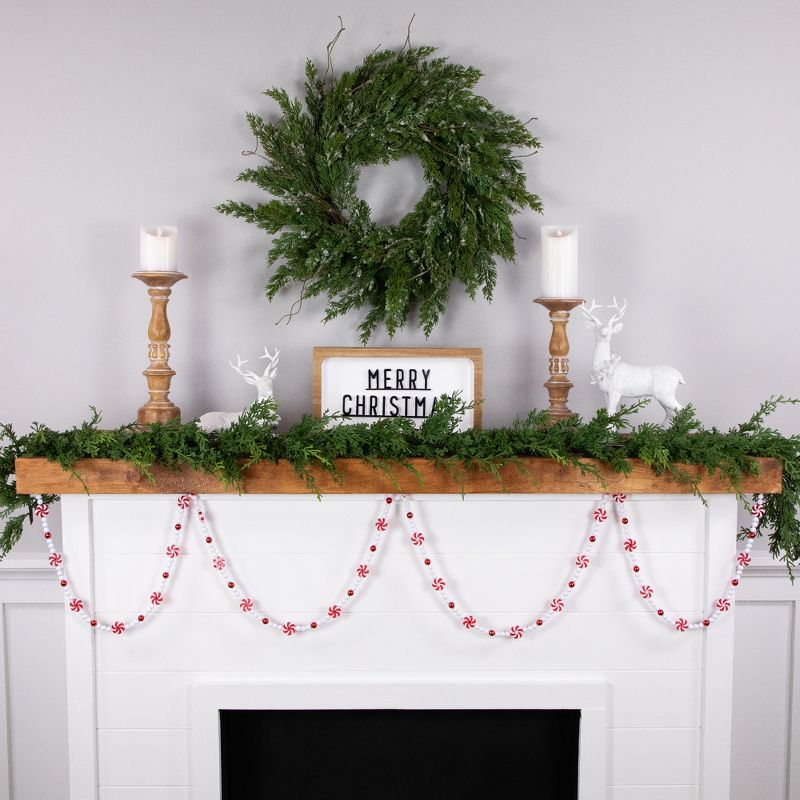 Northlight 9' Red and White Peppermint Candy Beaded Christmas Garland, Unlit, 3 of 7