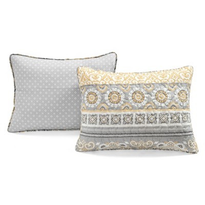 Lush Decor Lush Décor Nesco Stripe Reversible Cotton Quilt - Yellow and Gray - 3 Piece Bedding Set - Full / Queen — фото 7