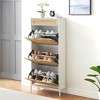 Acekool Rattan Shoe Cabinet with 3 Flip Drawers, 1 Top Drawer & 4 Adjustable Shelves, Compact Entryway Organizer with Metal Legs and Anti-Tip Device - 4 of 4