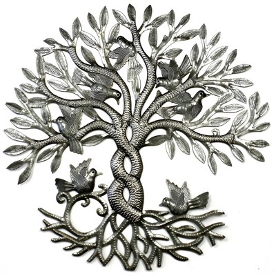 Slickblue Handcrafted 24" Entwined / Twisted Tree of Life Metal Wall Art, Vibrant Painted Steel for Indoor/Outdoor