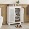 Vynxaria 36" White Rattan Bathroom Storage Cabinet with Adjustable Shelves - 4 of 4