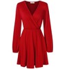 Womens Dress Surplice Dress V Neck Dress Smocked Waist Dress Casual Mini Dress Peplum Wasit Dress - 2 of 4