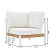 Modular Outdoor Corner Sofa Set Wood Grain Texture Sectional w/ Chaise Longue & Ottoman + Square Coffee Table - 4 of 4