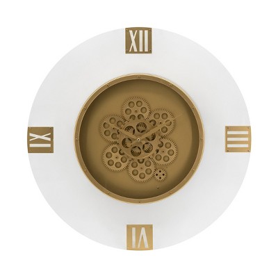 GlasFlength Wall Clocks Moving Gear Roman Numeral Elegant Simple Design Practical Clock for Modern Living Spaces, Multicolored, 23.6"*3.1"*23.6"
