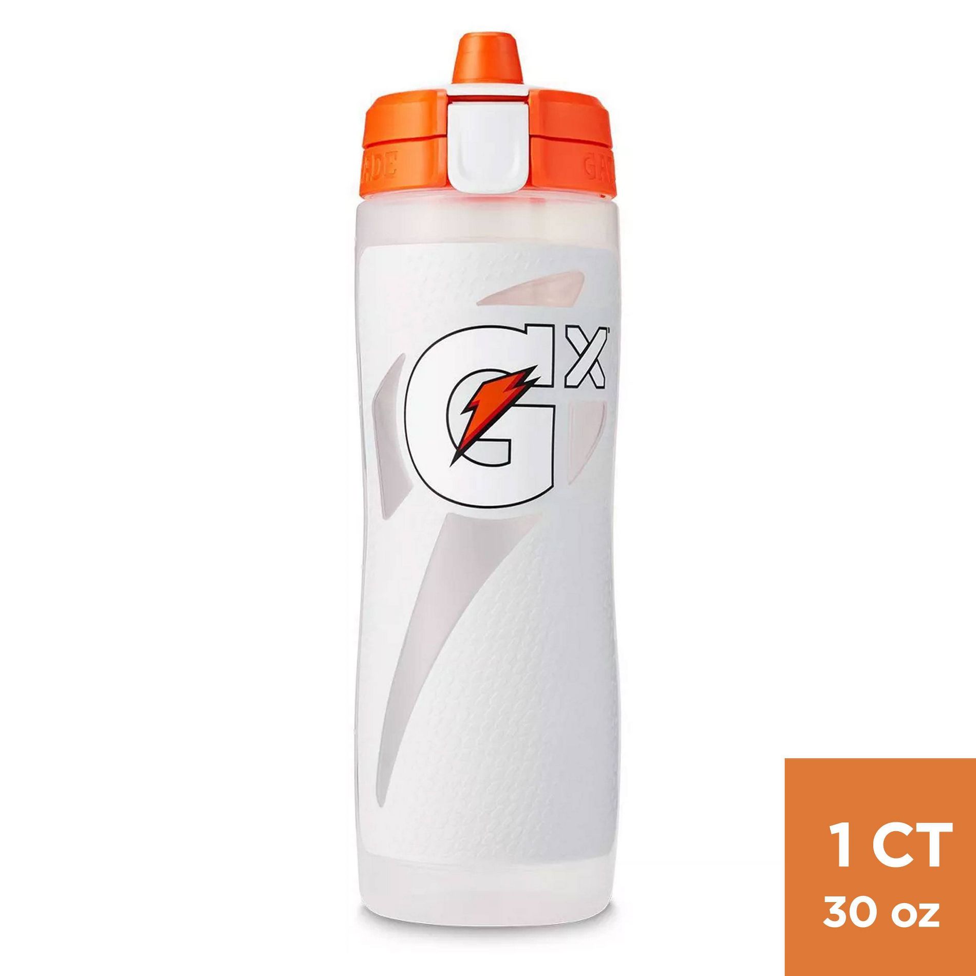 Gatorade GX 30oz Plastic Water Bottle - White: Non-Slip Grip, BPA-Free, Screw-On Lid, Portable Drinkware
