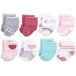 Hudson Baby Infant Girl Cotton Rich Newborn and Terry Socks, Strawberry
