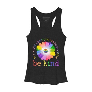 Women's Design By Humans In A World Where You Can Be Anything Be Kind Lgbt By DragonTee Racerback Tank Top - Black Heather - X Large - 1 of 3