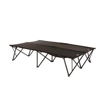 Kamp-Rite Portable Compact Folding Double Kwik-Cot Indoor/Outdoor 2-Person Camping Sleeping Cot, Heavy Duty Frame, 600D Fabric, Spare Guest Bed, Black