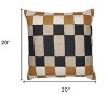 20" Navy Blue Check Throw Pillow With Embroidery - 3 of 4