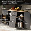 Kitchen Island, Rolling Storage Cabinet with 3 Drawers, Rubber Wood Top, Spice Rack, 2 Slide-Out Shelf - image 3 of 4