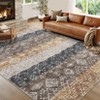 2 x 6 ft Polyester Red Rectangular Hallway Entryway Bathroom Kitchen Geometric Print Farmhouse Machine Washable Runner Rug - 3 of 4