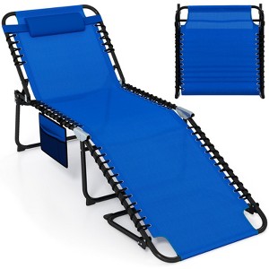 Costway 1/2 PCS Oversize Folding Chaise Lounge with Backrest Detachable Pillow Pocket - 1 of 4