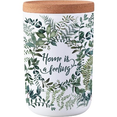 Plant-Based Sustainable Green Leaves Storage Jars, Airtight Decorative Canisters for Kitchen Counter, Cork Lid - 33.1 oz.