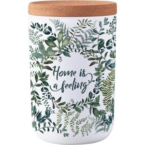 Plant-Based Sustainable Green Leaves Storage Jars, Airtight Decorative Canisters for Kitchen Counter, Cork Lid - 33.1 oz. - 1 of 4