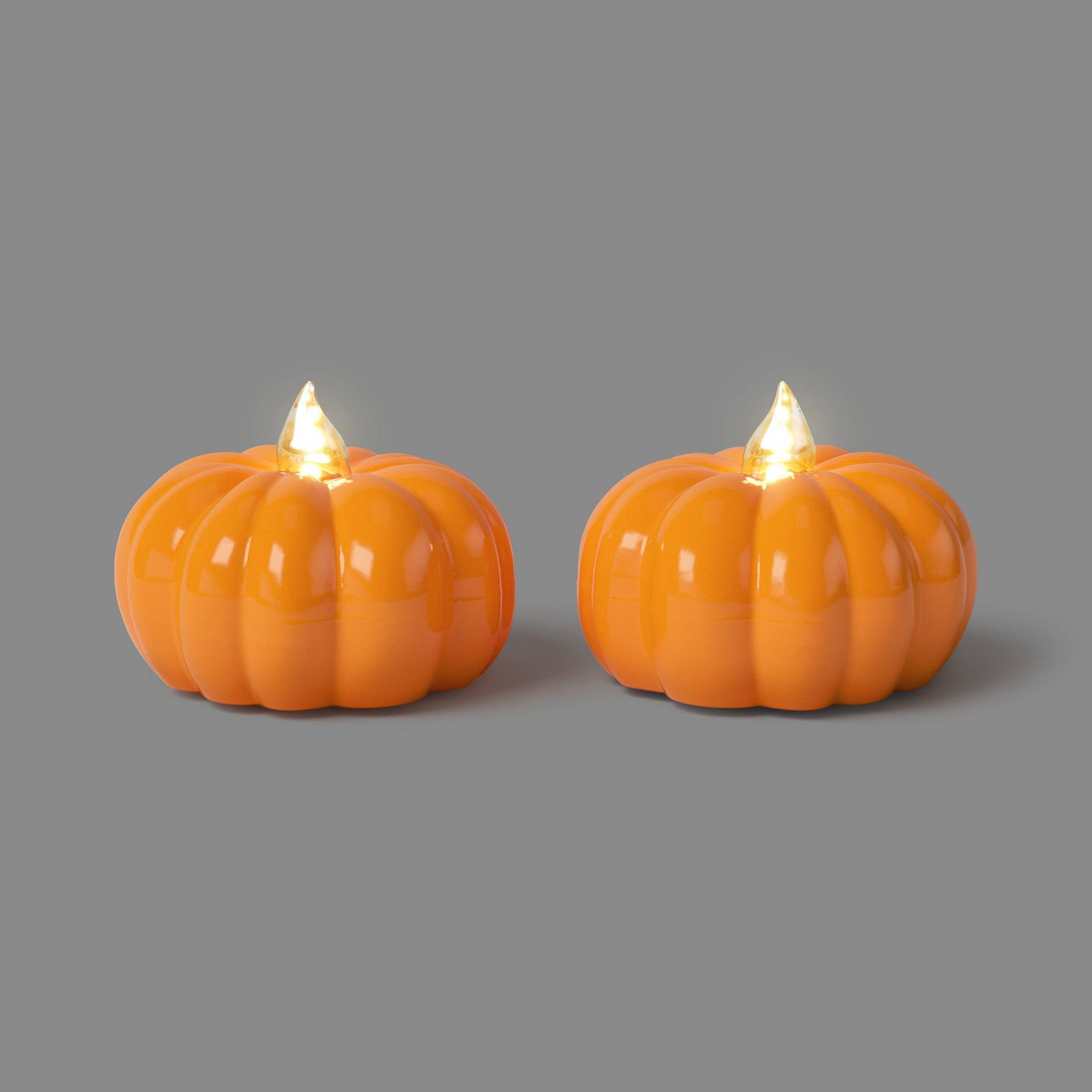 2pk 1.5" LED Tea Lights with Timer Halloween Decorative Prop Orange - Hyde and EEK! Boutique™