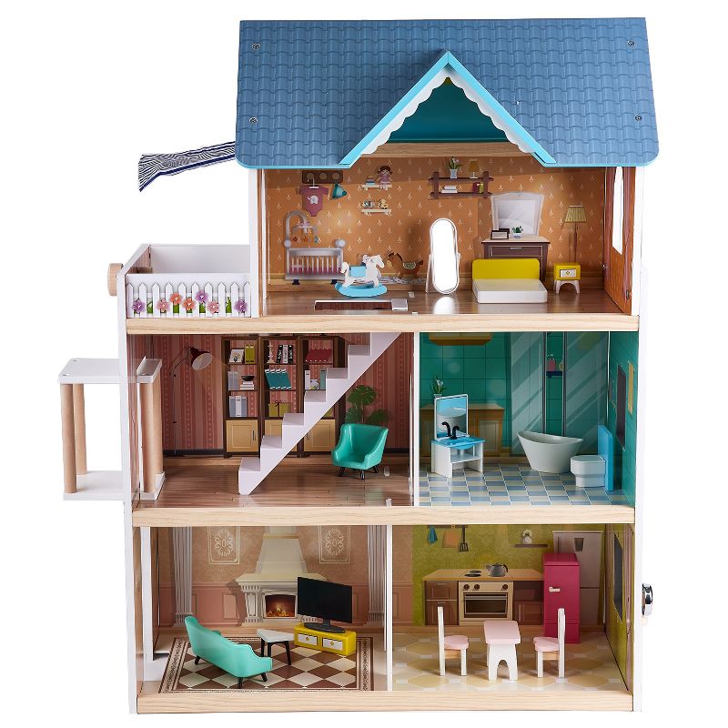 Hape Little Room Pretend Play 3 Story Wooden Doll House w/ Light, Doorbell, & Bedroom, Bathroom, Living Room, & Dining Furniture for Kids Age 3 and Up, 2 of 7
